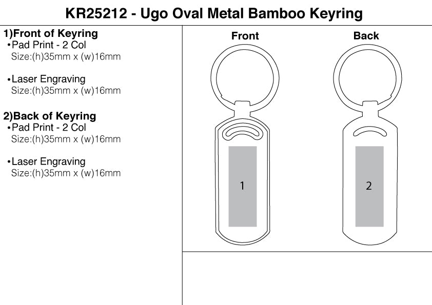 Ugo Oval Metal Bamboo Keyring – Branded Eco-Friendly