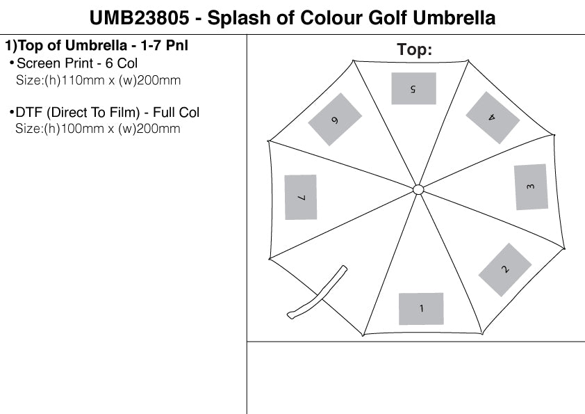 Splash of Colour Golf Umbrella (UMB23805) – Branded Umbrellas