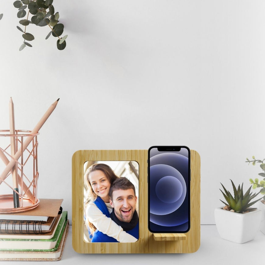 Bamboo Wireless Charger & Photo Frame – Branded Technology