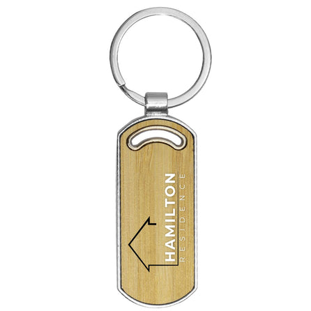 Ugo Oval Metal Bamboo Keyring – Branded Eco-Friendly