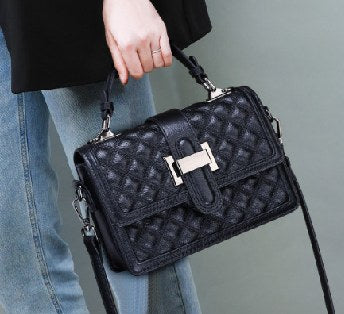 Top-Grain Cowhide Top-Handle Bag, Style 1816 in black, white