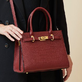 Top-Grain Cowhide Top-Handle Bag, Style 1868 in black, burgundy, blue