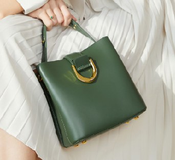 Cowhide Leather Top-Handle Bag, Style 1916 in black, olive green, caramel