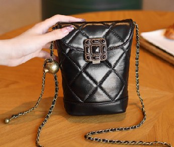 Top-Grain Cowhide Crossbody Bag, Style 1966 in black, white