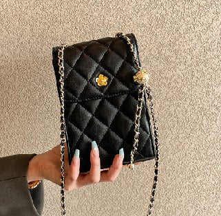 Cowhide Leather Crossbody Bag, Style 1981 in black, ivory