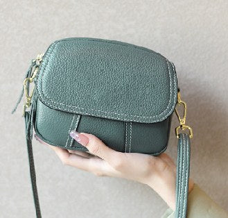 Top-Grain Cowhide Crossbody Bag, Style 1992 in black, blue, caramel