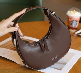 Cowhide Leather Shoulder Bag, Style 2001 in black, coffee, ivory