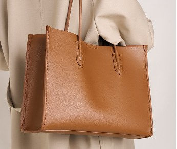 Cowhide Leather Tote Bag, Style 2050 in black, smoke grey, light salt khaki