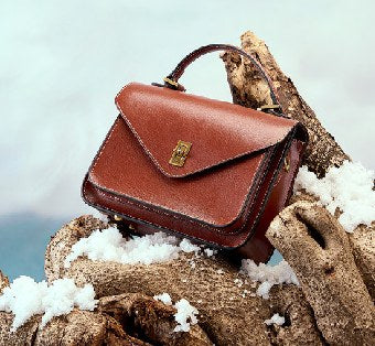 Cowhide Leather Top-Handle Bag, Style 2078 in black, brown, green
