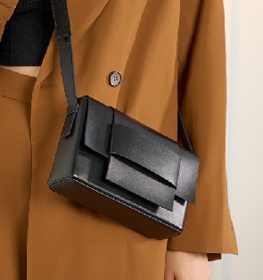 Cowhide Leather Crossbody Bag, Style 2088 in black, coffee