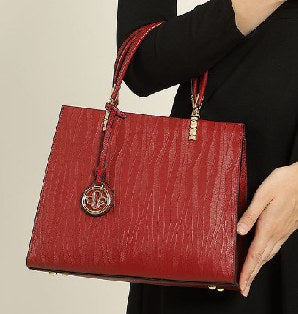 Cowhide Leather Tote Bag, Style 2111 in burgundy