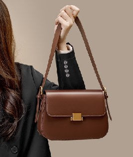 Cowhide Leather Shoulder Bag, Style 2126 in black, caramel, apricot