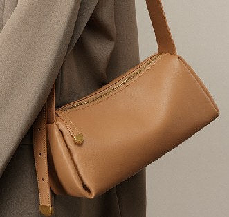 Cowhide Leather Shoulder Bag, Style 2265 in black, apricot