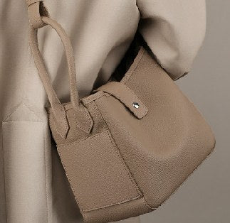Top-Grain Cowhide Bucket Bag, Style 2271 in black, elephant grey
