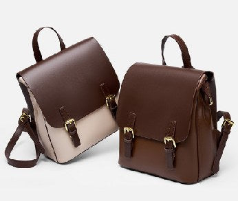 Cowhide Leather Backpack, Style 2287 in caramel, ivory