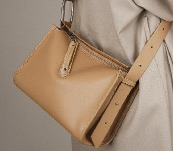 Cowhide Leather Crossbody Bag, Style 2298 in apricot, brown, black