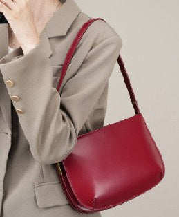 Cowhide Leather Shoulder Bag, Style 2301 in black, burgundy