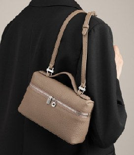 Top-Grain Cowhide Top-Handle Bag, Style 2329 in black, ivory, grey