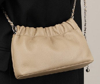 Top-Grain Cowhide Shoulder Bag, Style 2335 in ivory, elephant grey, black