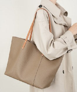 Top-Grain Cowhide Tote Bag, Style 2378 in black, elephant grey, ivory