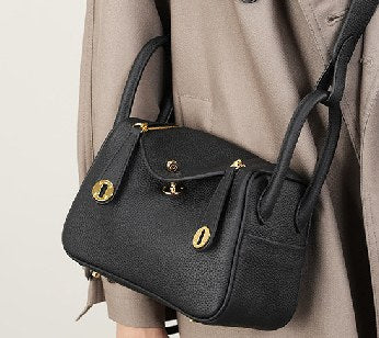 Top-Grain Cowhide Top-Handle Bag, Style 2386 in black, elephant grey, cream white