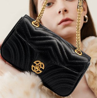 Cowhide Leather Shoulder Bag, Style 2500 in black
