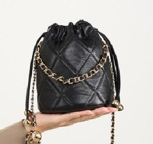 Top-Grain Cowhide Bucket Bag, Style 2505 in black, white