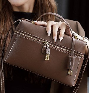 Cowhide Leather Top-Handle Bag, Style 2511 in black, coffee, burgundy