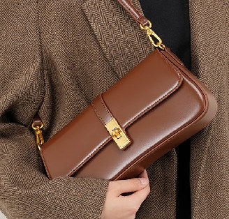 Cowhide Leather Shoulder Bag, Style 2517 in black, coffee, burgundy