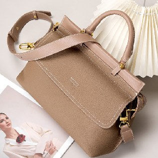 Top-Grain Cowhide Top-Handle Bag, Style 2556 in black, golden brown, grey