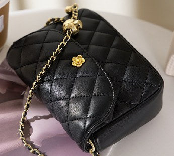Cowhide Leather Shoulder Bag, Style 2558 in black