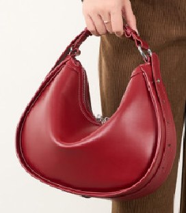 Cowhide Leather Shoulder Bag, Style 2562 in burgundy, black, brown