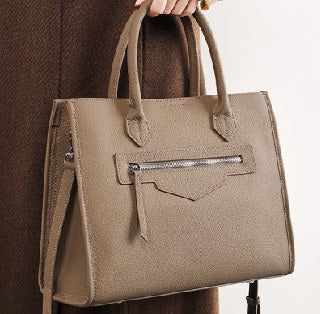 Top-Grain Cowhide Tote Bag, Style 2575 in black, grey, caramel