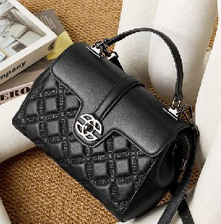 Cowhide Leather Top-Handle Bag, Style 2578 in black