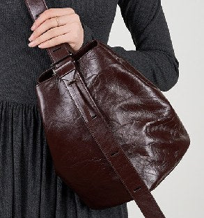 Cowhide Leather Crossbody Bag, Style 2582 in black, havana brown