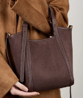 Cowhide Leather Tote Bag, Style 2608 in coffee, caramel