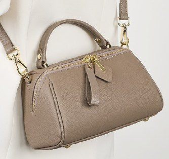 Top-Grain Cowhide Top-Handle Bag, Style 2609 in black, grey, golden brown