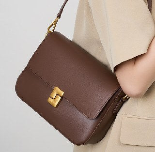 Cowhide Leather Crossbody Bag, Style 2621 in black, ivory, brown