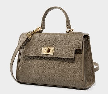 Cowhide Leather Top-Handle Bag, Style 2637 in black, golden brown, khaki