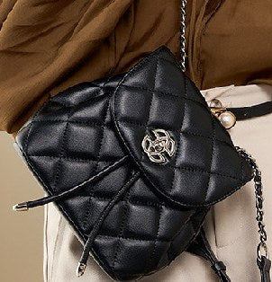Cowhide Leather Bucket Bag, Style 2658 in black, ivory