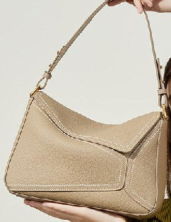 Top-Grain Cowhide Shoulder Bag, Style 2667 in brown, grey, chocolate