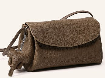 Cowhide Leather Crossbody Bag, Style 2675 in light coffee, ivory, apricot