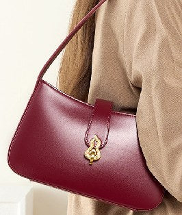 Cowhide Leather Shoulder Bag, Style 2690 in black, burgundy, coffee