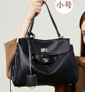 Cowhide Leather Top-Handle Bag, Style 2727 in black