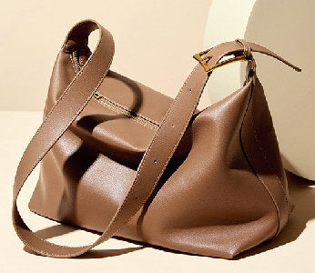 Cowhide Leather Shoulder Bag, Style 2729 in black