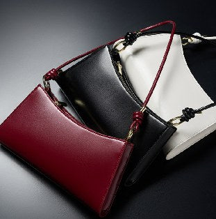 Top-Grain Cowhide Shoulder Bag, Style 2735 in black, grey