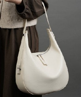Cowhide Leather Shoulder Bag, Style 2782 in black, ivory