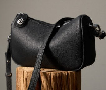 Top-Grain Cowhide Crossbody Bag, Style 2796 in black, elephant grey