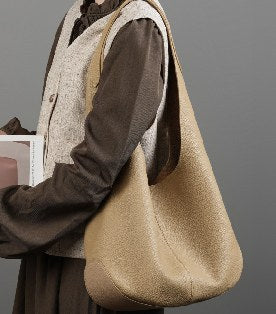 Top-Grain Cowhide Shoulder Bag, Style 2801 in apricot, black, dark grey