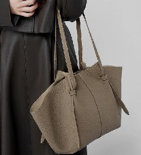 Top-Grain Cowhide Tote Bag, Style 2802 in black, grey, apricot